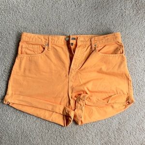 Orange jean shorts